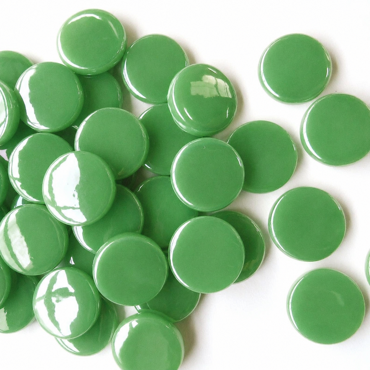 Glass Penny Rounds - Meadow Green